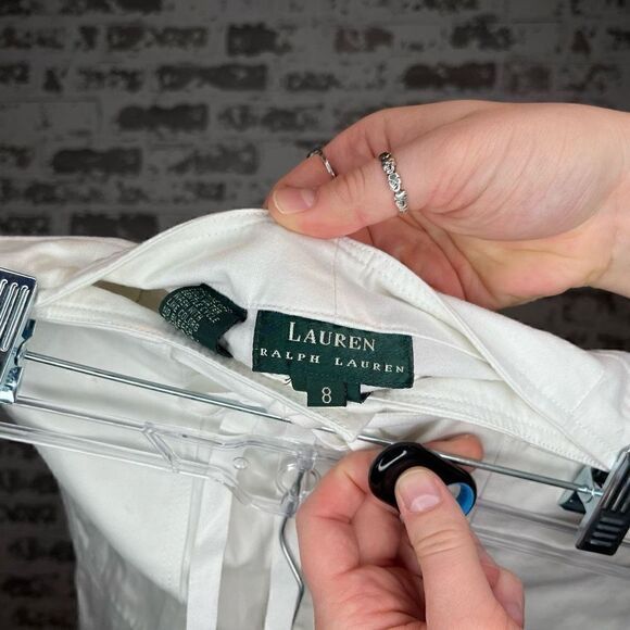 Lauren Ralph Lauren | women green label white cargo cotton shorts bermuda - Picture 2 of 13